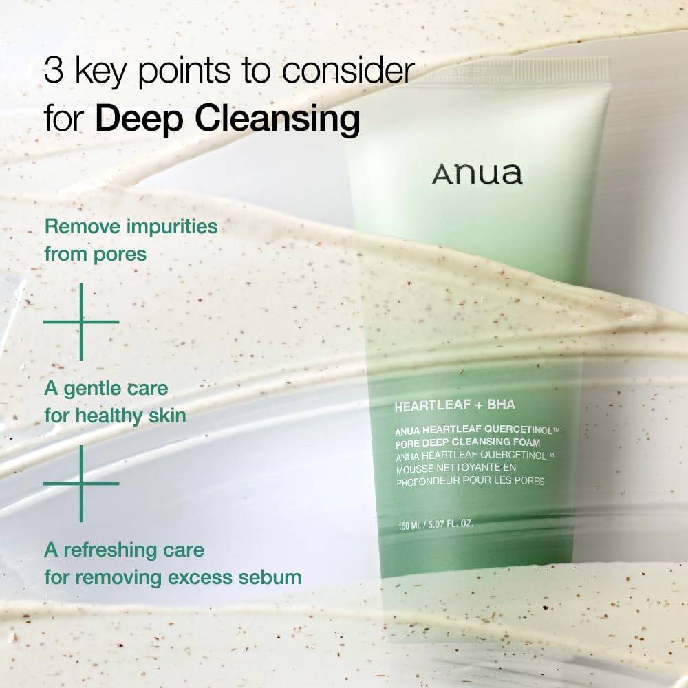 Anua Heartleaf Quercetinol Pore Deep Cleansing Foam 150ml & Laneige lip sleeping mask 3g product image