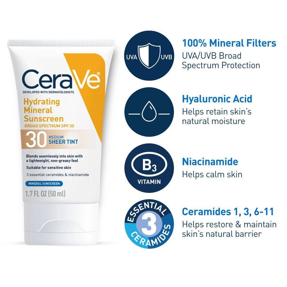 Cerave Hydrating Mineral Sunscreen SPF 50 Face  75 ml product image