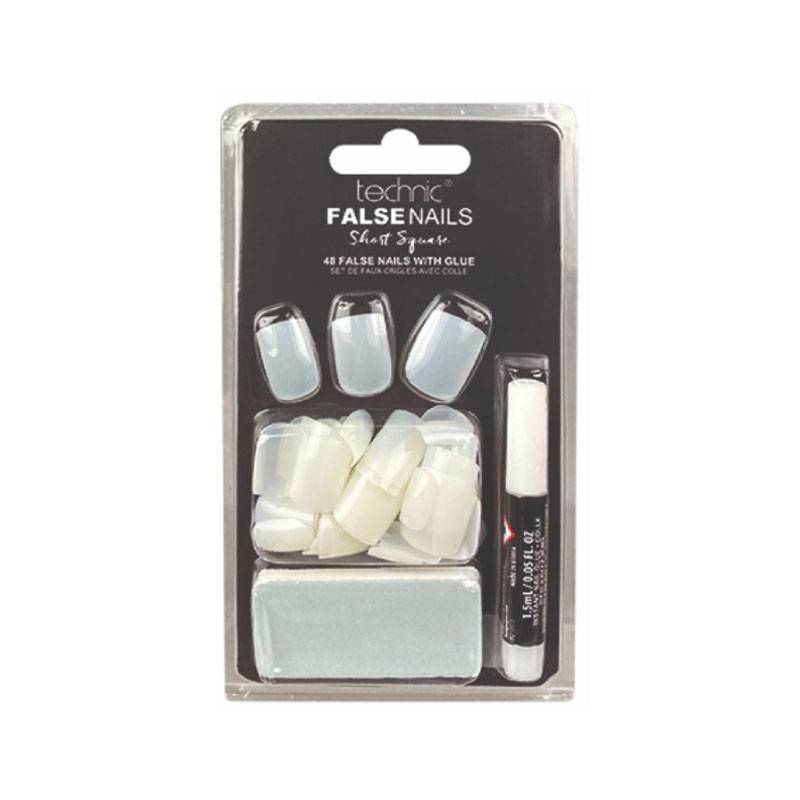 Technic False Nails Short Squares- Pack of 48 False Nails with Glue product image