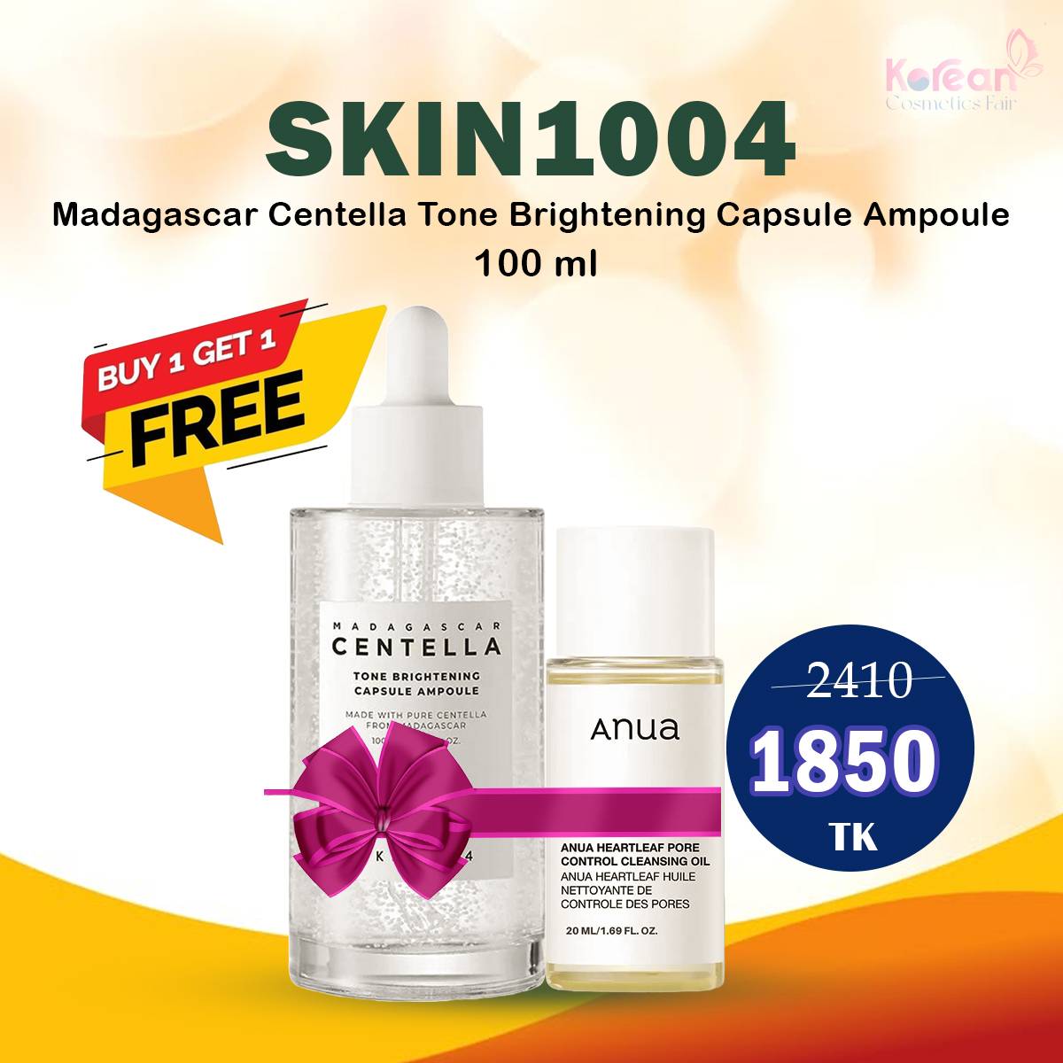SKIN1004 Madagascar Centella Tone Brightening Capsule Ampoule 100 ml Buy And Get Anua Heartleaf Pore Control Cleansing Oil Mini 20m